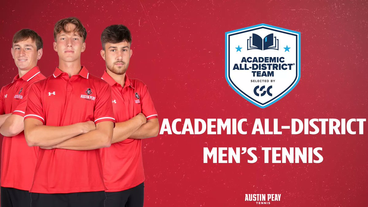 𝓒𝓞𝓝𝓖𝓡𝓐𝓣𝓢 to Tom Bolton, Aeneas Schaub, and Giovanni Becchis on being named to the <a href="/CollSportsComm/">College Sports Communicators</a> Academic All-District Team!🎩🎾

📰 | tinyurl.com/3nsv6fbe

#LetsGoPeay