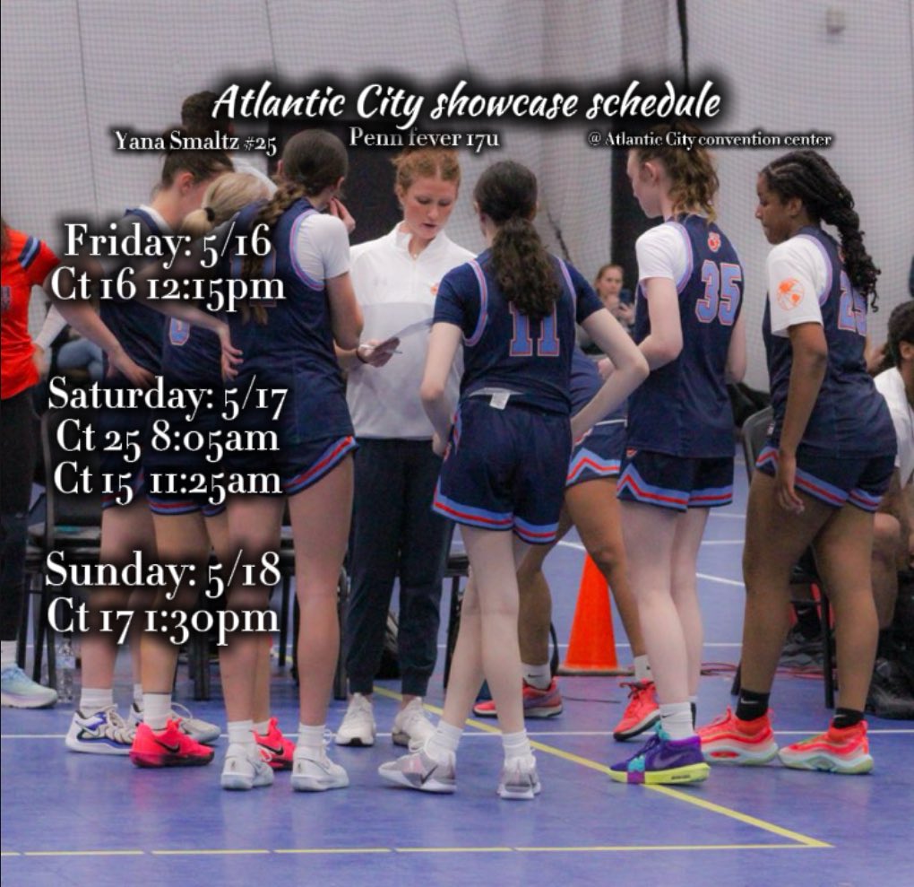 Yana smaltz (@smaltzyana) on Twitter photo Excited to play once again with my <a href="/FeverForceAAU/">Fever & Force AAU</a> teammates! Here’s is my tournament schedule for the AC showcase this weekend. Hope to see you there! Excited to play once again with my <a href="/FeverForceAAU/">Fever & Force AAU</a> teammates! Here’s is my tournament schedule for the AC showcase this weekend. Hope to see you there!