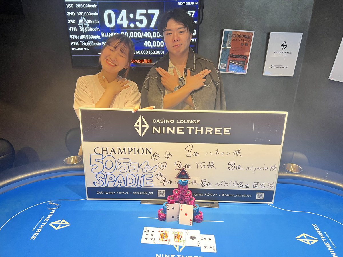 POKER_93's tweet photo. 🪙 50万コイン+SPADIE！メガスタック🪙

🥇ハネマン様

🥈YG様
🥉miyacha様
🎖️naoki様
🎖️のぐたく様
🎖️匿名様

皆様インプライズおめでとうございます🎊 https://t.co/t20grxfEyL