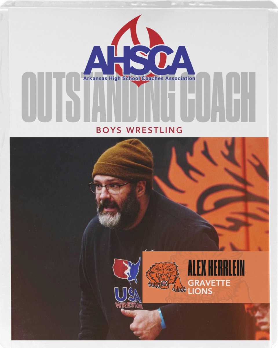 Congratulations to the 2024-25 AHSCA Outstanding Wrestling coaches!

Jerry Evans, Searcy
Alex Herrlein, Gravette