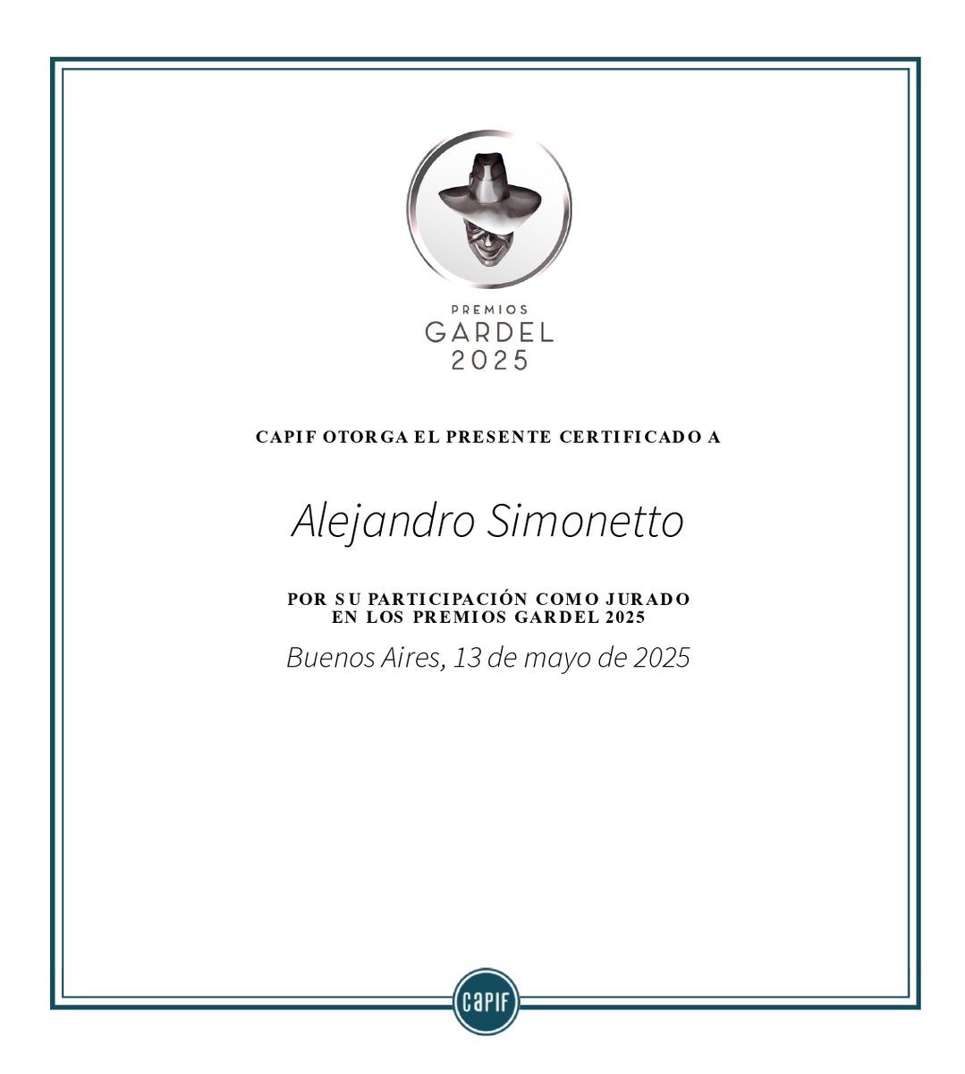 #PremiosGardel2025 Gracias #CAPIF por convocarme nuevamente para formar parte del jurado de los <a href="/PremiosGardel/">Premios Gardel</a>