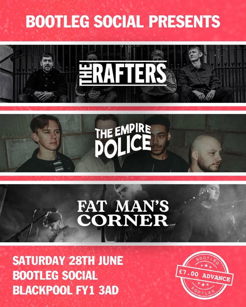 The Empire Police (@theempirepolice) on Twitter photo Back on stage next month on June 28th as part of this lovely little north-west showcase at one of our favourite venues, <a href="/bootleg_social/">Bootleg Social</a>.
We’ll be sharing the stage with <a href="/TheRafters2/">The Rafters</a> and Fat Man’s Corner, and playing our upcoming EP in full!
skiddle.com/whats-on/Black… Back on stage next month on June 28th as part of this lovely little north-west showcase at one of our favourite venues, <a href="/bootleg_social/">Bootleg Social</a>.
We’ll be sharing the stage with <a href="/TheRafters2/">The Rafters</a> and Fat Man’s Corner, and playing our upcoming EP in full!
skiddle.com/whats-on/Black…