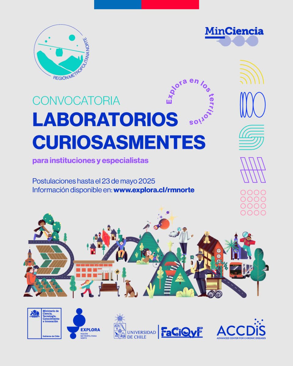 ¡Quedan pocos días para postular tu laboratorio a #CuriosasMentes! 

¡Comunidad científica envía tus propuestas e inspira a nuevas generaciones! 

🔗Postula aquí: explora.cl/rmnorte/atenci…

#ExploraRMNorte #ACCDiS #Ciencia #Experiencia #Laboratorios #Educación
