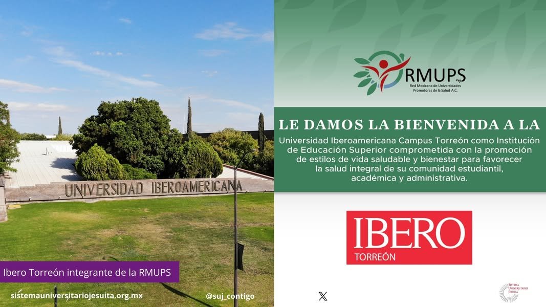 #EnElSUJCreemosEnTi

¡Muchas felicidades a la <a href="/IberoTorreon/">Ibero Torreón</a>!🎉🎉

La universidad jesuita, es la primera universidad del #SUJ en formar parte de la Red Mexicana de Universidades Promotoras de la Salud

#EducaciónJesuitaMX