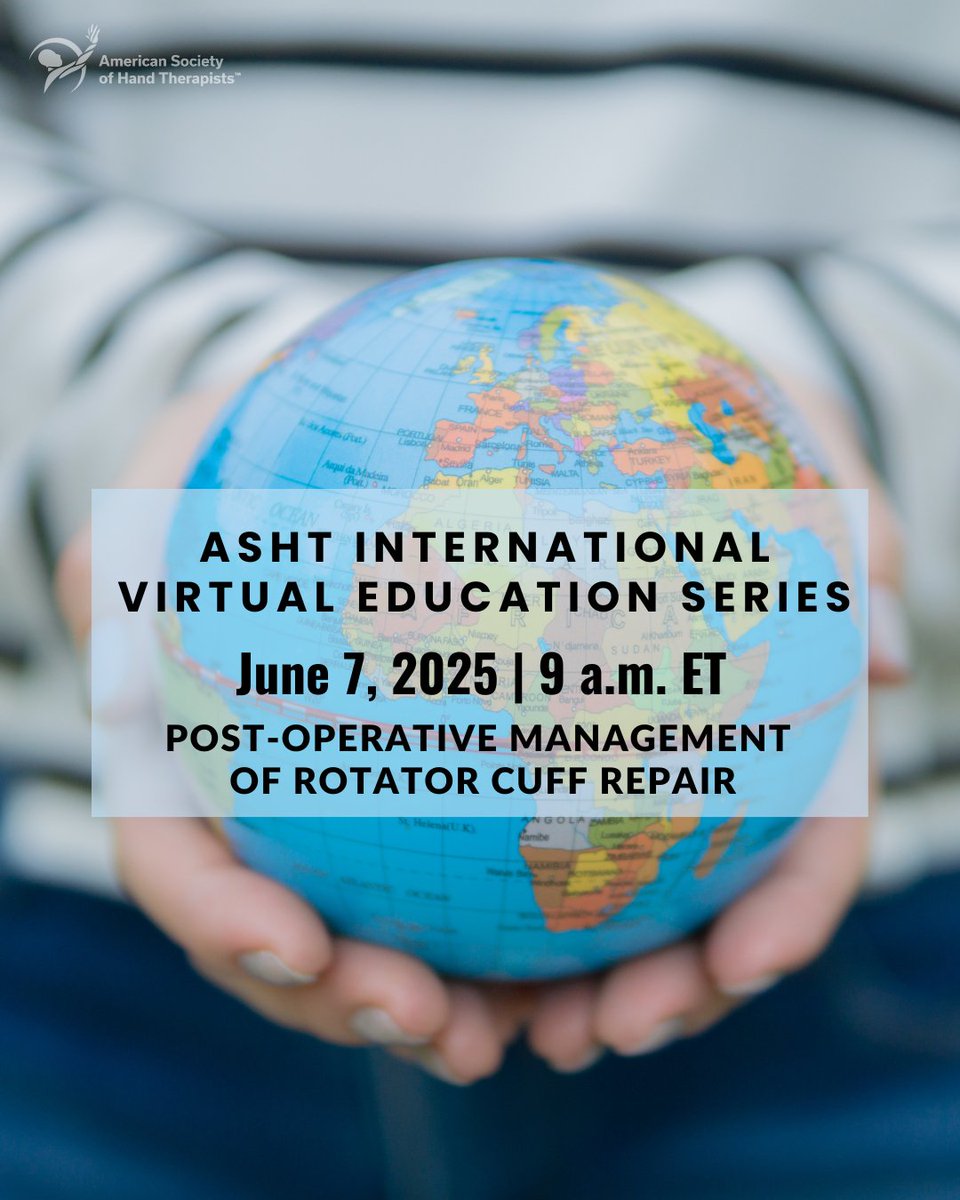 INTERNATIONAL THERAPISTS: Join us for another installment of a virtual educational series to foster professional growth and promote best practice in the field of hand and upper extremity therapy around the world. 🌎

🔗 LEARN MORE: ow.ly/mrNu50VRvqt
