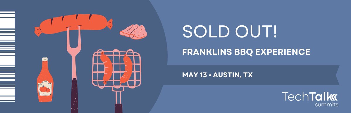 techtalksummits's tweet image. Our Franklins BBQ Event has just completely sold out! See you soon, #AustinTech. Don&apos;t worry, #DallasTech BBQ lovers, we didn&apos;t forget about you! Join us on June, 5th for some authentic BBQ and networking at Terry Blacks in downtown Dallas. 

Register with the link below:…