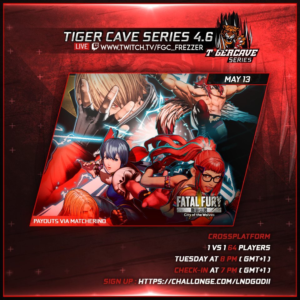 FReZZer (@frz1x) on Twitter photo We are Live with the Top 8 of the Tiger Cave Series 4.6-COTW-
WB
π²π¦ <a href="/FRZ1X/">FReZZer</a> (ROCK) vs π²π¦ <a href="/FGC_WOLFMAN/">MDJS-Esport WOLFMAN</a> (Hokuto)
π©πͺ<a href="/Dai0157/">Dai</a> (Hokuto) vs π²π¦ <a href="/Zouni81/">Zouni</a> ( Hotaru)
LB
π»πͺ <a href="/LuigiRosales84/">RKS | Luigi</a> (TERRY) vs π²π¦#divinesword (Hokuto)
π΅π± <a href="/Lord__Venom/">Venom</a> ( KAIN) vs π©πͺ #Sachio (BILLY)
Link π We are Live with the Top 8 of the Tiger Cave Series 4.6-COTW-
WB
π²π¦ <a href="/FRZ1X/">FReZZer</a> (ROCK) vs π²π¦ <a href="/FGC_WOLFMAN/">MDJS-Esport WOLFMAN</a> (Hokuto)
π©πͺ<a href="/Dai0157/">Dai</a> (Hokuto) vs π²π¦ <a href="/Zouni81/">Zouni</a> ( Hotaru)
LB
π»πͺ <a href="/LuigiRosales84/">RKS | Luigi</a> (TERRY) vs π²π¦#divinesword (Hokuto)
π΅π± <a href="/Lord__Venom/">Venom</a> ( KAIN) vs π©πͺ #Sachio (BILLY)
Link π