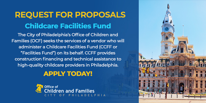 Help build a stronger future for Philly kids!

@PHLFamilies is looking for a partner to manage construction funding and support for early childhood providers.

Learn more about this opportunity here⬇️: phila.gov/2022-02-17-req…
