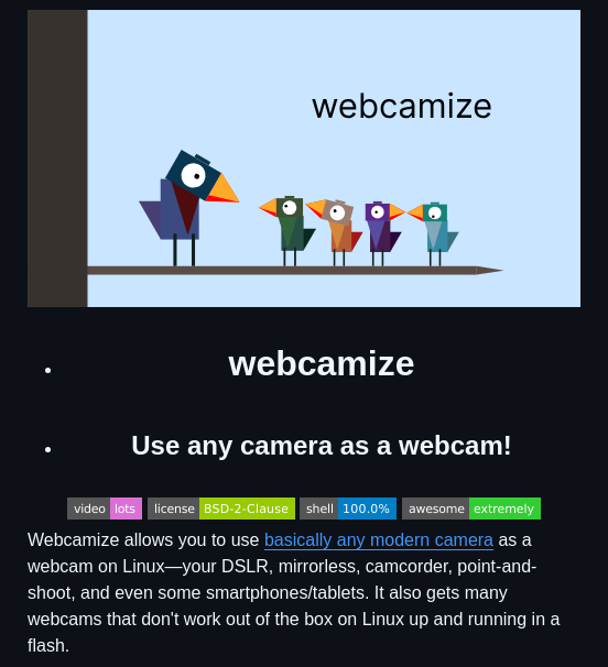 rnr_ca's tweet image. First up: Webcamize! 🎥 It auto-mounts your DSLR or modern camera as a webcam, perfect for streaming or recording. Just plug in, run a quick command, and you're set! Built with just 200 lines of shell script. So simple, so effective. #LinuxTools