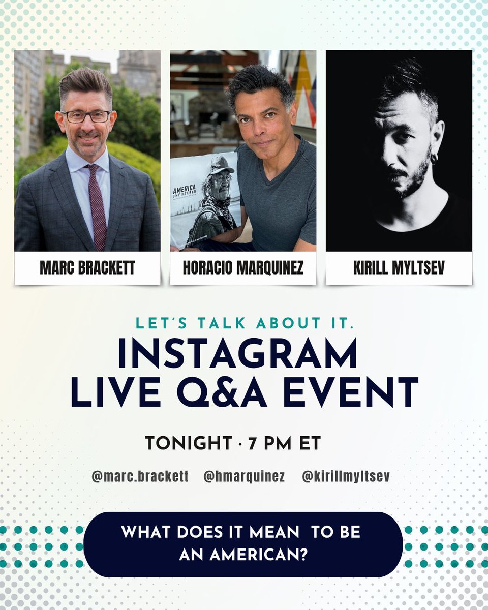 marcbrackett's tweet image. Head’s-up! Our America Unfiltered Q&A is now an Instagram Live tonight at 7 PM ET.
Open Instagram, find the Live on my IG @marc.brackett, and bring any question or reflection the film sparked for you. Horacio, Kirill, and I will be listening in real time.
Please share this so…