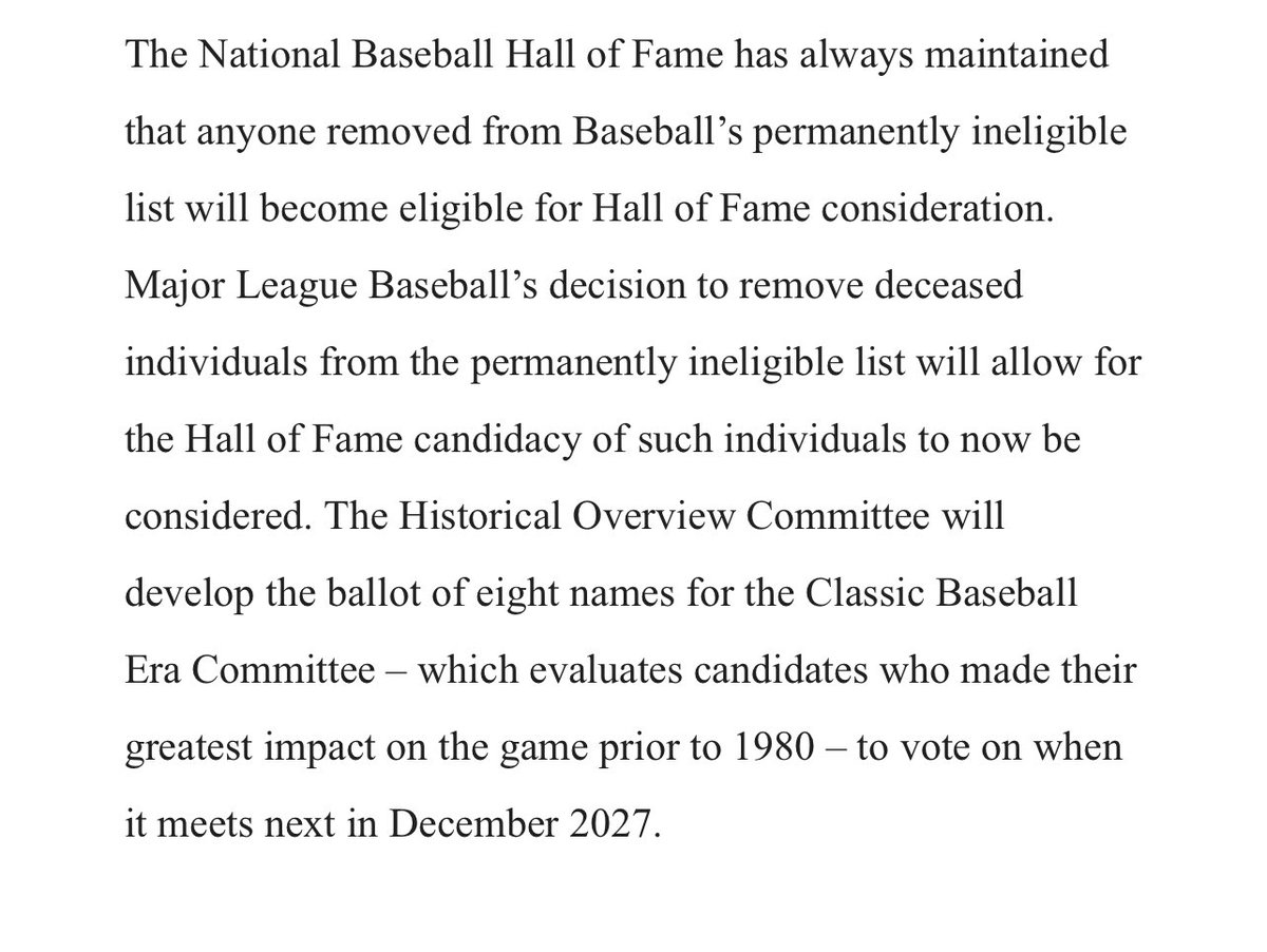 Hall of Fame says Rose will now be considered for election on the 2027 ballot