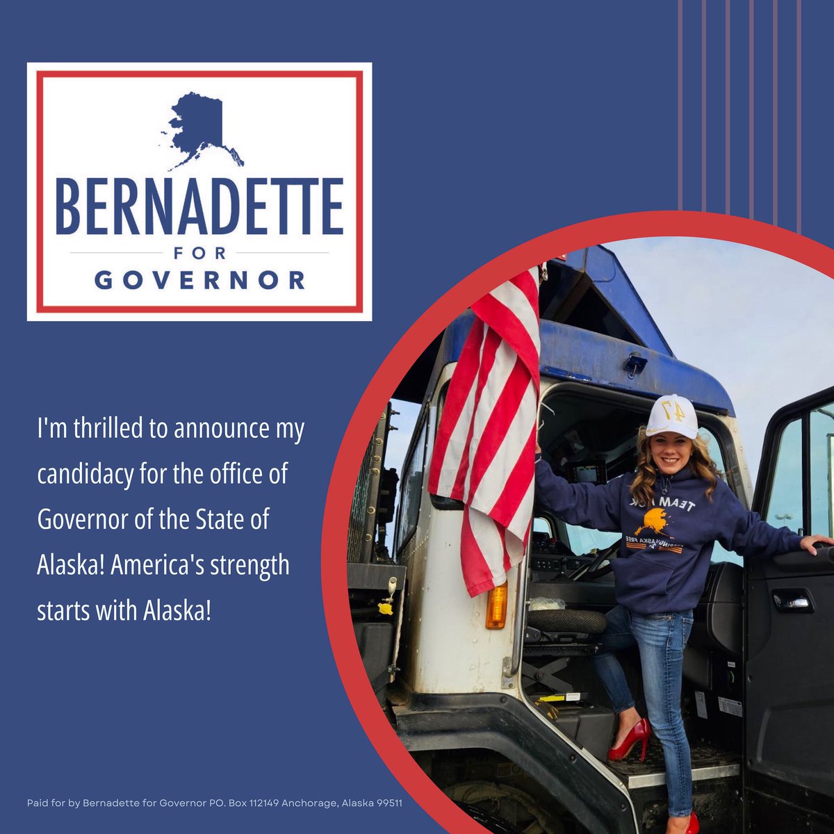 Today, I’m proud to announce my candidacy for Governor of Alaska. Our state deserves strong leadership that listens, takes action, &amp; puts Alaskans first. From safeguarding natural resources to strengthening our economy &amp; ensuring every community has a voice, let’s get to work!