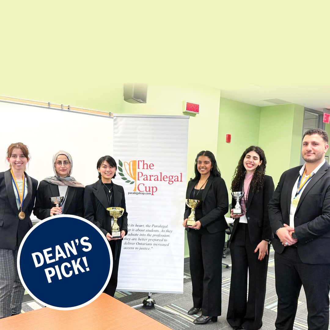 Kiran and Emily secured Humber's first Paralegal Cup victory, judged by legal pros, including Humber alumni. Discover how their win showcased the award-winning excellence of our Bachelor of Paralegal Studies program in the Dean's News business.humber.ca/deans-news.