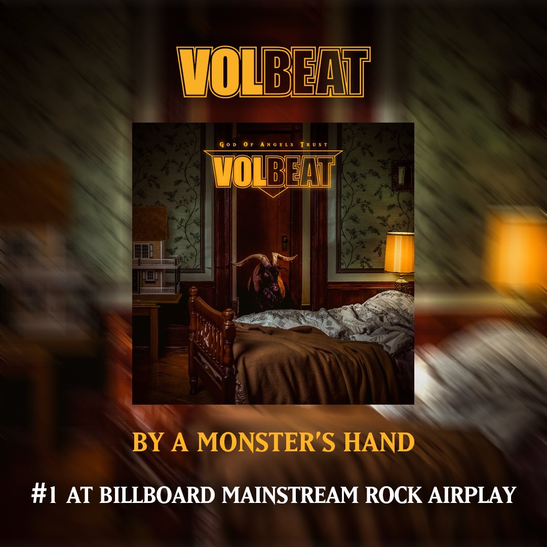 Volbeat (@volbeat) on Twitter photo Volfam & rock radio! Thank you so much for making “By a Monster’s Hand” our 11th #1 on Mainstream Rock Airplay on the <a href="/billboardcharts/">billboard charts</a>. The support & excitement we’ve felt is incredible 🐐 billboard.com/music/chart-be… Volfam & rock radio! Thank you so much for making “By a Monster’s Hand” our 11th #1 on Mainstream Rock Airplay on the <a href="/billboardcharts/">billboard charts</a>. The support & excitement we’ve felt is incredible 🐐 billboard.com/music/chart-be…