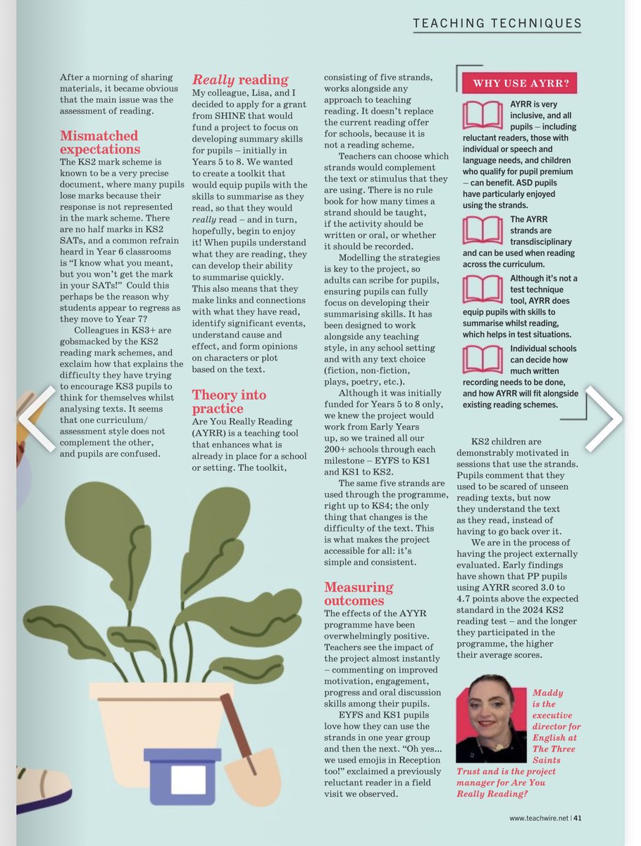 Maddy Barnes (@moonmaddy) on Twitter photo Really proud to be included in <a href="/TeachPrimary/">Teach Primary</a> ‘s latest edition alongside <a href="/ShareenAdvice/">Shareen Wilkinson FCCT</a> <a href="/PieCorbett/">Pie Corbett</a> and other experts. On the day of the KS2 reading test, it seems poignant to share ‘Are You Really Reading?’ Huge thanks to <a href="/shinetrustuk/">SHINE</a> for all of their support.
<a href="/the3saints/">The Three Saints Academy Trust</a> Really proud to be included in <a href="/TeachPrimary/">Teach Primary</a> ‘s latest edition alongside <a href="/ShareenAdvice/">Shareen Wilkinson FCCT</a> <a href="/PieCorbett/">Pie Corbett</a> and other experts. On the day of the KS2 reading test, it seems poignant to share ‘Are You Really Reading?’ Huge thanks to <a href="/shinetrustuk/">SHINE</a> for all of their support.
<a href="/the3saints/">The Three Saints Academy Trust</a>