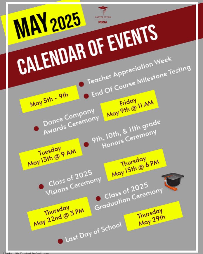 Greetings Panther Parents and Caregivers! Please mark your calendars for some very important dates in the Carver Community! You won’t want to miss out! #ThisIsCarverSTEAM