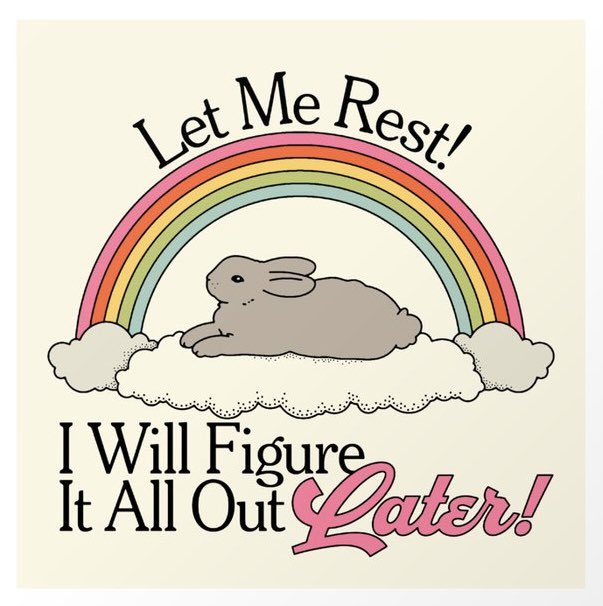 Bunny needs a nap! #Rabbit #rainbow #illustration by #exquisiteparadox. It’s here bit.ly/bunnyrest