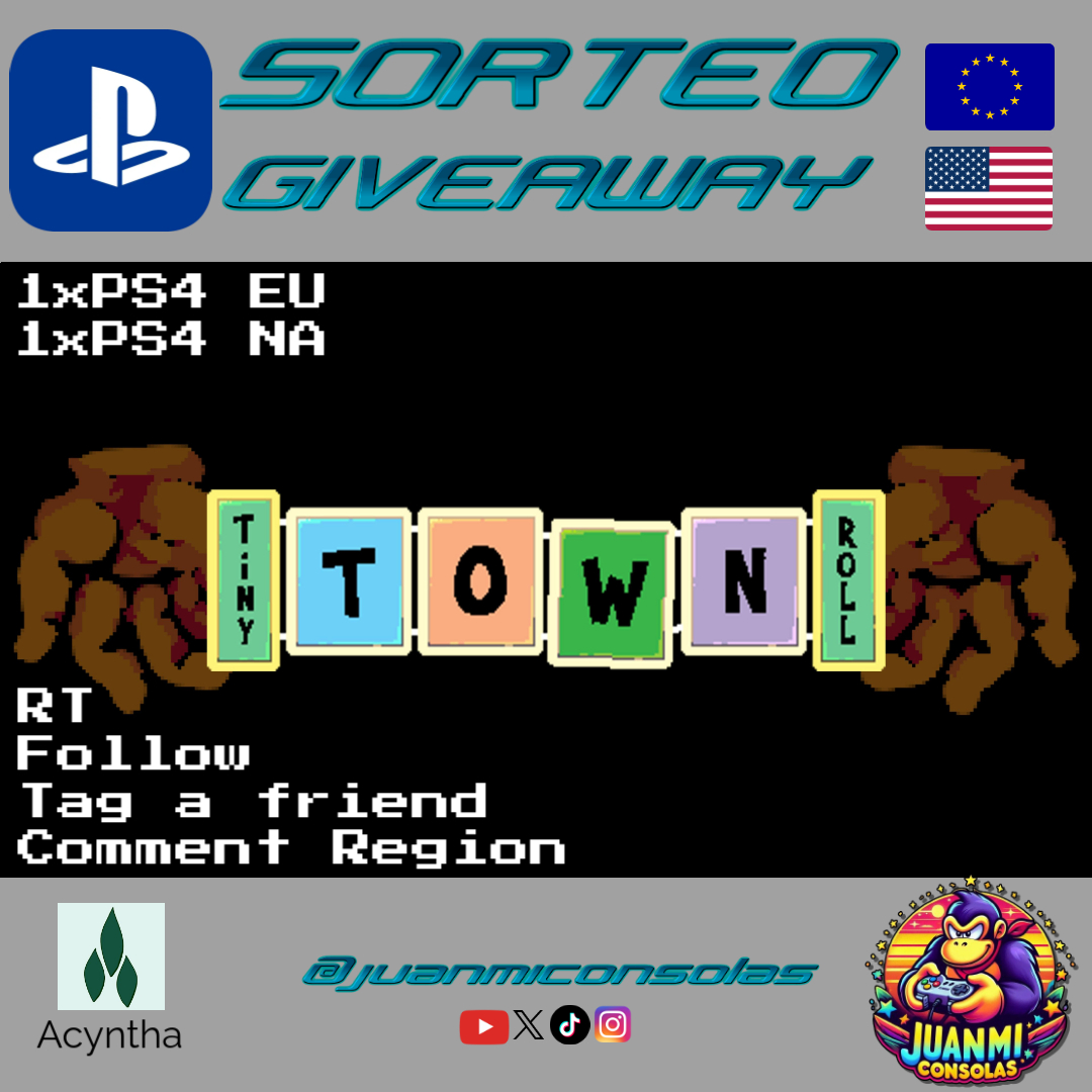 #Sorteo Tiny Town Roll
#PS4
1x🇪🇺
1x🇺🇸

🔁RT
👥Sigue <a href="/AcynthaArts/">Acyntha</a> y a mi
💬Etiqueta a tu amigo y elige región
📺Aquí puedes verlo: youtu.be/-lm6VcMblB4

Suerte🤞
#Giveaway #GiveawayAlerts #PlayStation #freegame #PS5 #PS5Share #PlayStationTrophy #games #trophyhunter