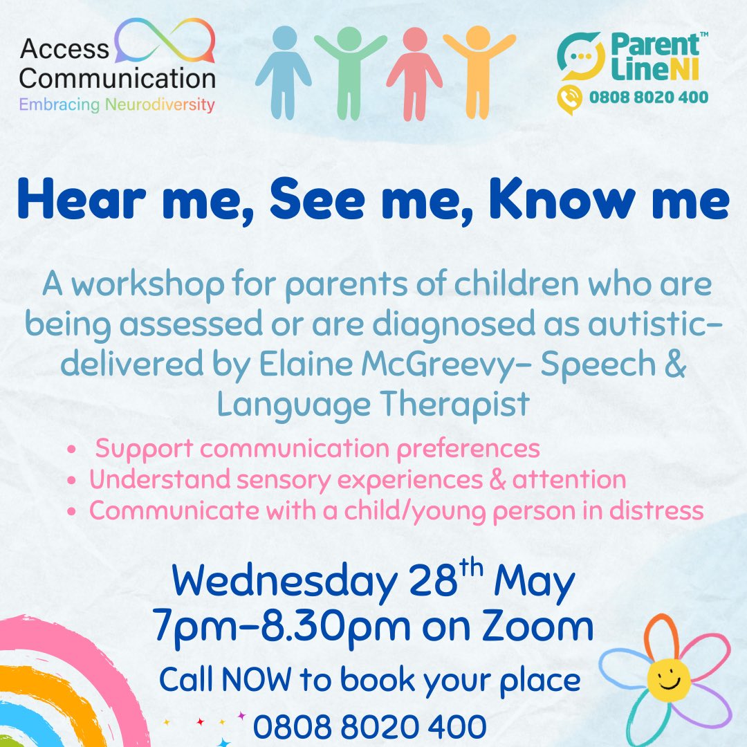 HTPS_Cookstown's tweet image. Please see attached flyer for ParentLine’s new workshop ‘Hear me, See me, Know me’ delivered by Elaine McGreevy.