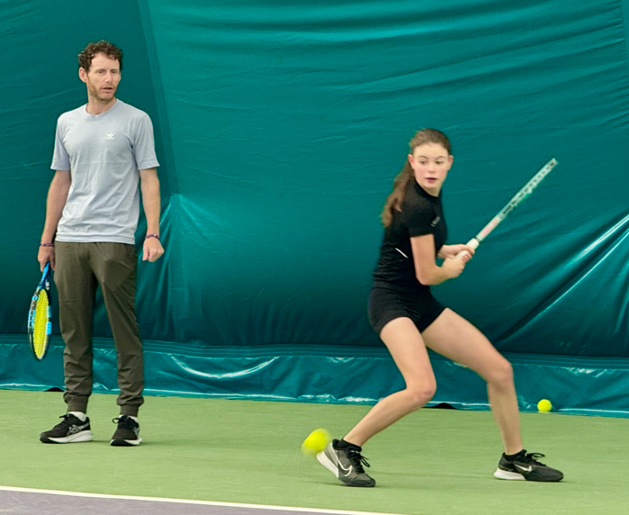 IHSPE's tweet photo. Tennis superstar Alev was lucky enough to have Emma Raducanu's previous coach at her recent training session who gave her very useful technical changes and feedback! https://t.co/PsKYrtIUam