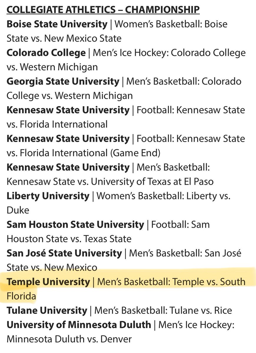 VideoHession's tweet image. Honored to be an “Outstanding Live Game Production: Collegiate Athletics- Championship” finalist again for the 2025 SVG College Sports Media Awards!
Always proud of the work our @TempleOwls live production full-timers, freelancers, and students put on the air!