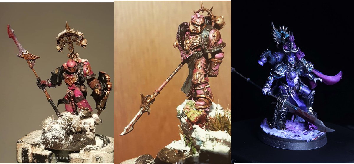 Progression for my chaos lord from his 30k version ( painted about 5+ years ago) shame I have no pic of his super original version