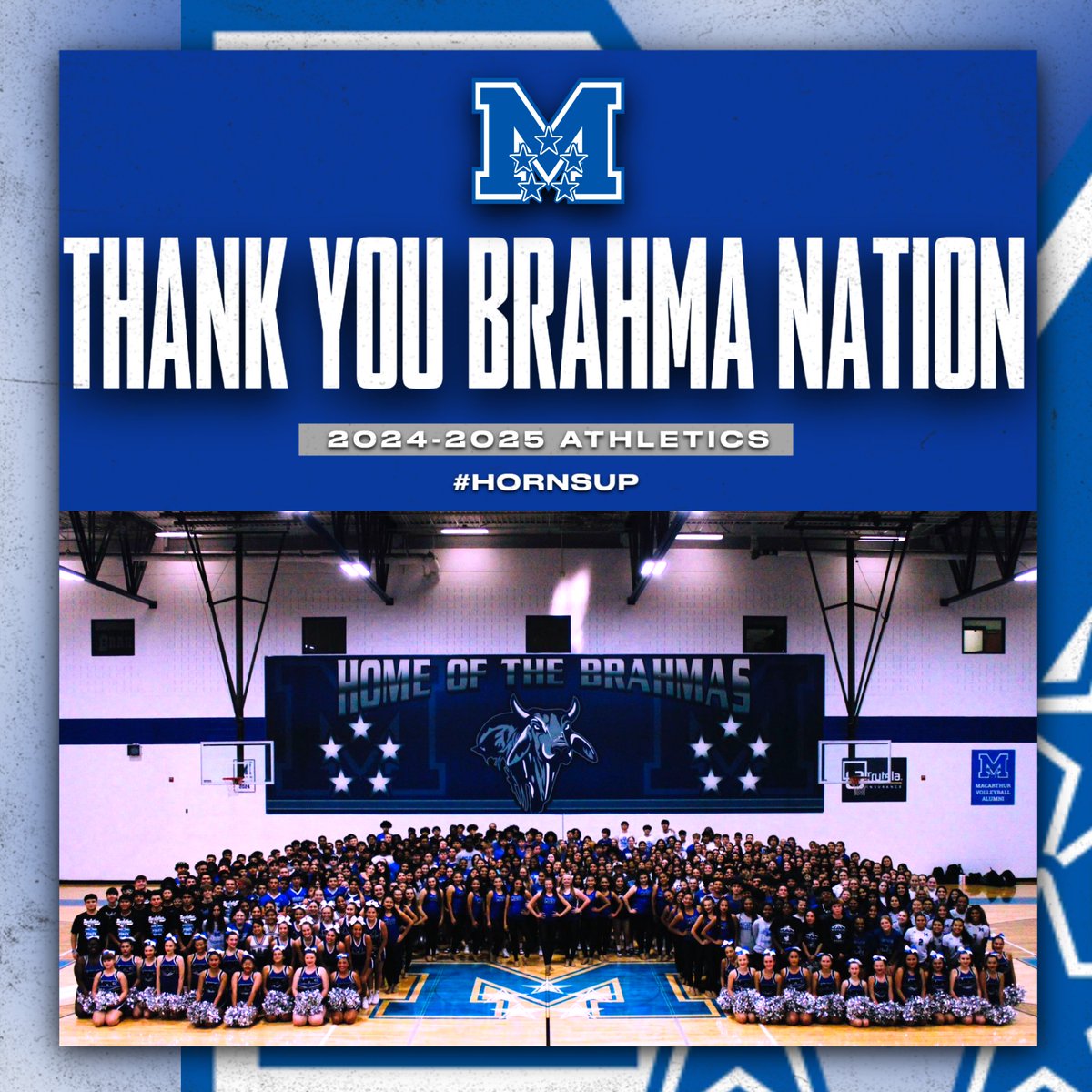 𝐓𝐡𝐚𝐧𝐤 𝐘𝐨𝐮 𝐁𝐫𝐚𝐡𝐦𝐚 𝐍𝐚𝐭𝐢𝐨𝐧!!

Our 24-25 Brahma Athletics season comes to a close. From all of us...thank you! 

Stay tuned for the year in review - coming soon...
#HornsUp #GoBlue #DutyHonorCountry