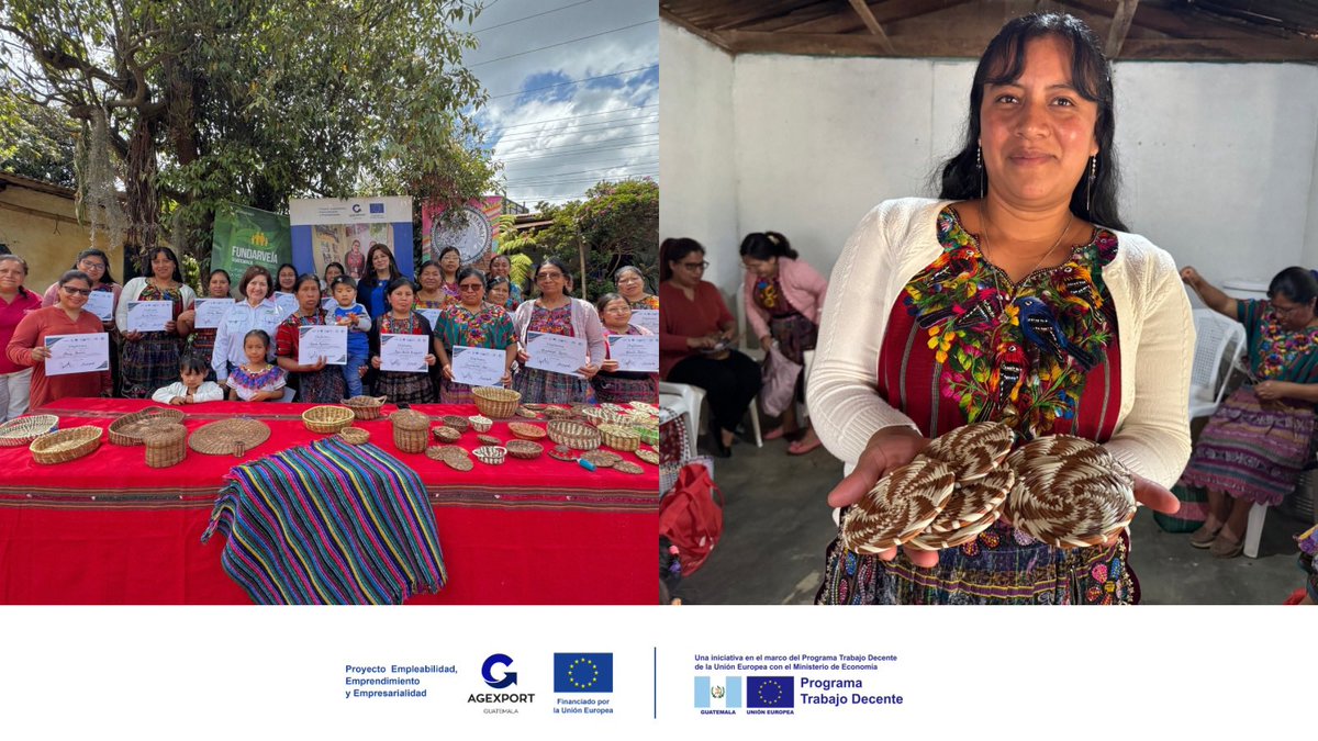 Como parte de las acciones de la subvención “Empleabilidad, Emprendimiento y Empresarialidad” del Programa #TrabajoDecente de la <a href="/UEGuatemala/">Unión Europea en Guatemala</a>, implementado por <a href="/AGEXPORTGT/">AGEXPORT</a> en alianza con <a href="/fundarveja/">Fundación Nacional de la Arveja</a>, se concluyó los talleres de acícula de pino con mujeres de Patzún, Chimaltenango