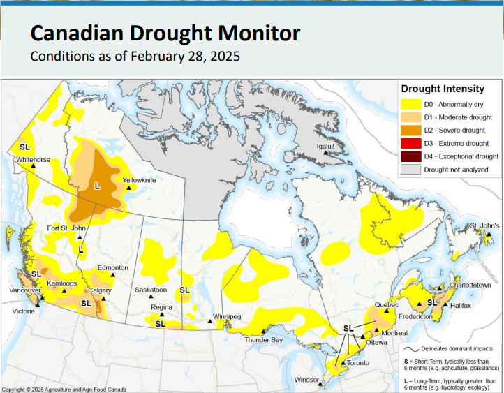 ryansnoddon's tweet image. Welcomed news from the Canadian Drought Monitor. Thanks to near/above average precipitation this Spring, widespread moderate drought conditions have been reduced to a smaller area of abnormally dry conditions (as of April 30th)
So far, May precipitation is on par.
#nswx #nbwx