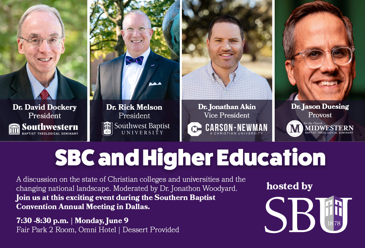 SWBaptist University (@sbuniv) on Twitter photo π£ We've added <a href="/JGDuesing/">Jason G. Duesing</a> to our panel of higher ed leaders during <a href="/SBCMeeting/">SBC Annual Meeting</a> next month! The panel will run from 7:30-8:30 p.m., with our Alumni & Friends Dessert Reception to follow. If you're going to be in Dallas, don't miss this opportunity! π£ We've added <a href="/JGDuesing/">Jason G. Duesing</a> to our panel of higher ed leaders during <a href="/SBCMeeting/">SBC Annual Meeting</a> next month! The panel will run from 7:30-8:30 p.m., with our Alumni & Friends Dessert Reception to follow. If you're going to be in Dallas, don't miss this opportunity!