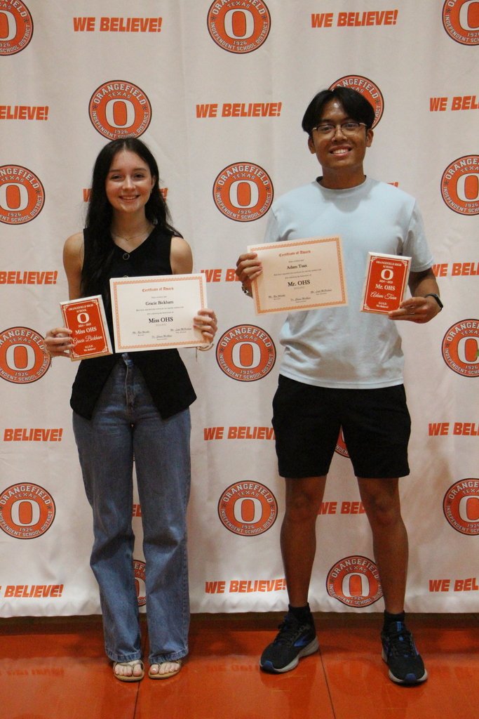 Congratulations to this year's Mr. &amp; Miss OHS
Mr. OHS: Adam Tsan
Miss OHS: Gracie Bickham