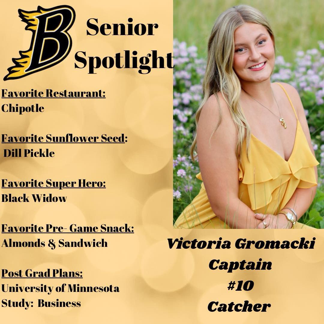 BHSSoftball (@bhssoftball2019) on Twitter photo Senior Spotlight: BHS Softball Class of 2025~ Tori Gromacki!
#beatasone #bhssoftball #goblaze #burnsvilleseniors2025 Senior Spotlight: BHS Softball Class of 2025~ Tori Gromacki!
#beatasone #bhssoftball #goblaze #burnsvilleseniors2025
