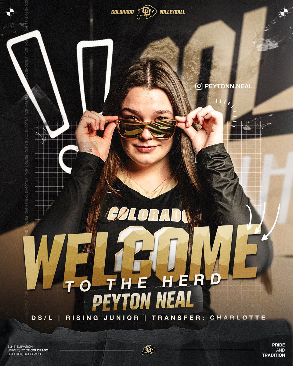 𝐖𝐞𝐥𝐜𝐨𝐦𝐞 𝐭𝐨 𝐭𝐡𝐞 𝐇𝐞𝐫𝐝: 𝐏𝐞𝐲𝐭𝐨𝐧 𝐍𝐞𝐚𝐥🦬

Buff nation, give a warm welcome to our most recent transfer, Peyton! She is a rising junior DS/L from Nolensville, Tenn.

#GoBuffs // #CUBuffsVB
