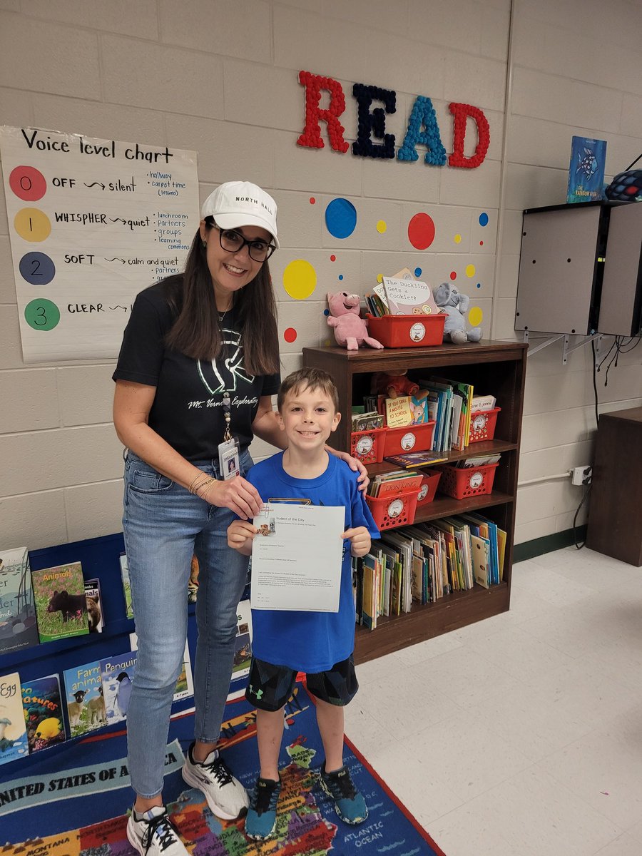 Hip hip hooray for our student of the day! He is always ready to learn and shows initiative to help our school! #mvesgainesville #firstgraderocks