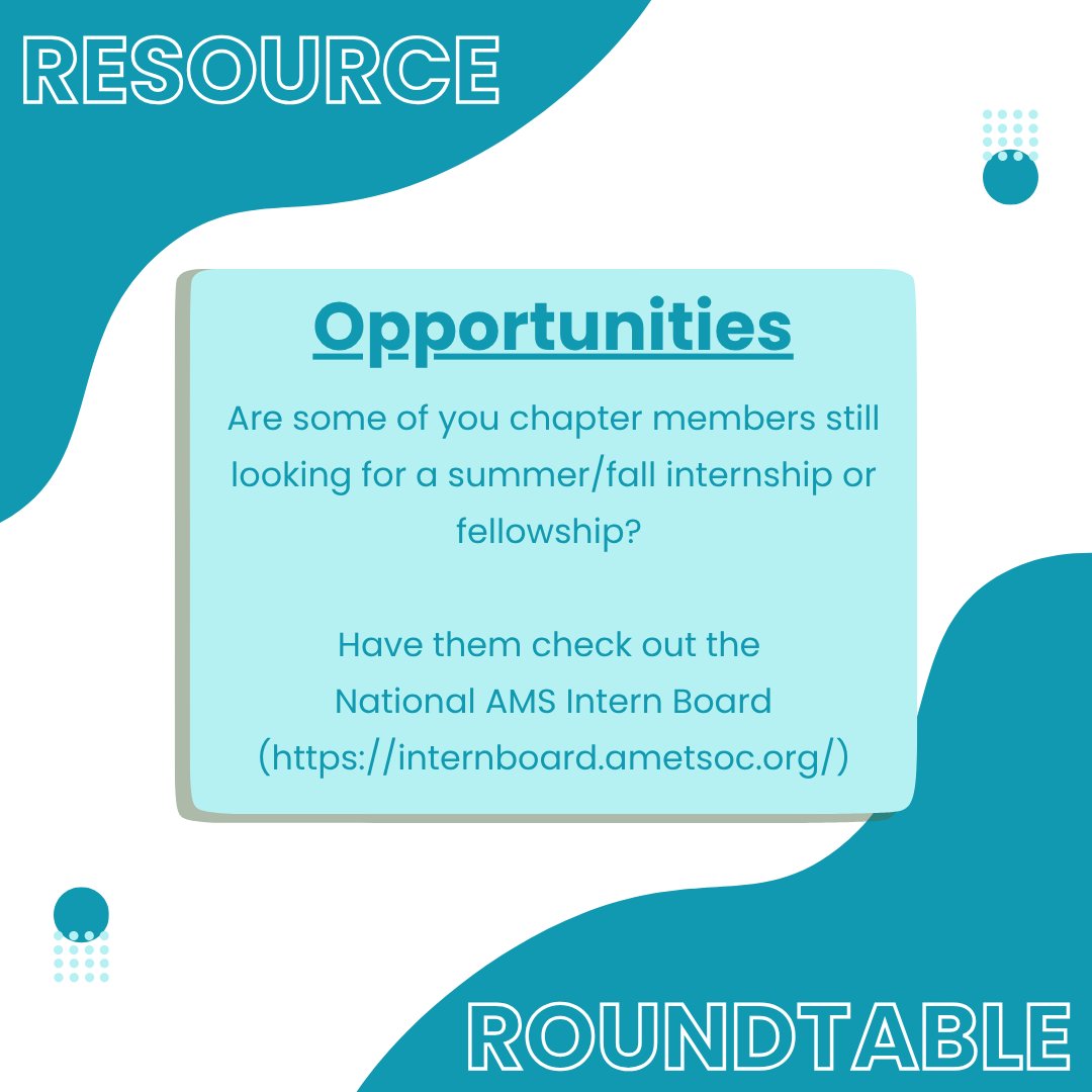 Opportunities are still out there to explore your career options this summer or fall. If you're still on the hunt for that internship or fellowship, check out the National AMS Intern Board.