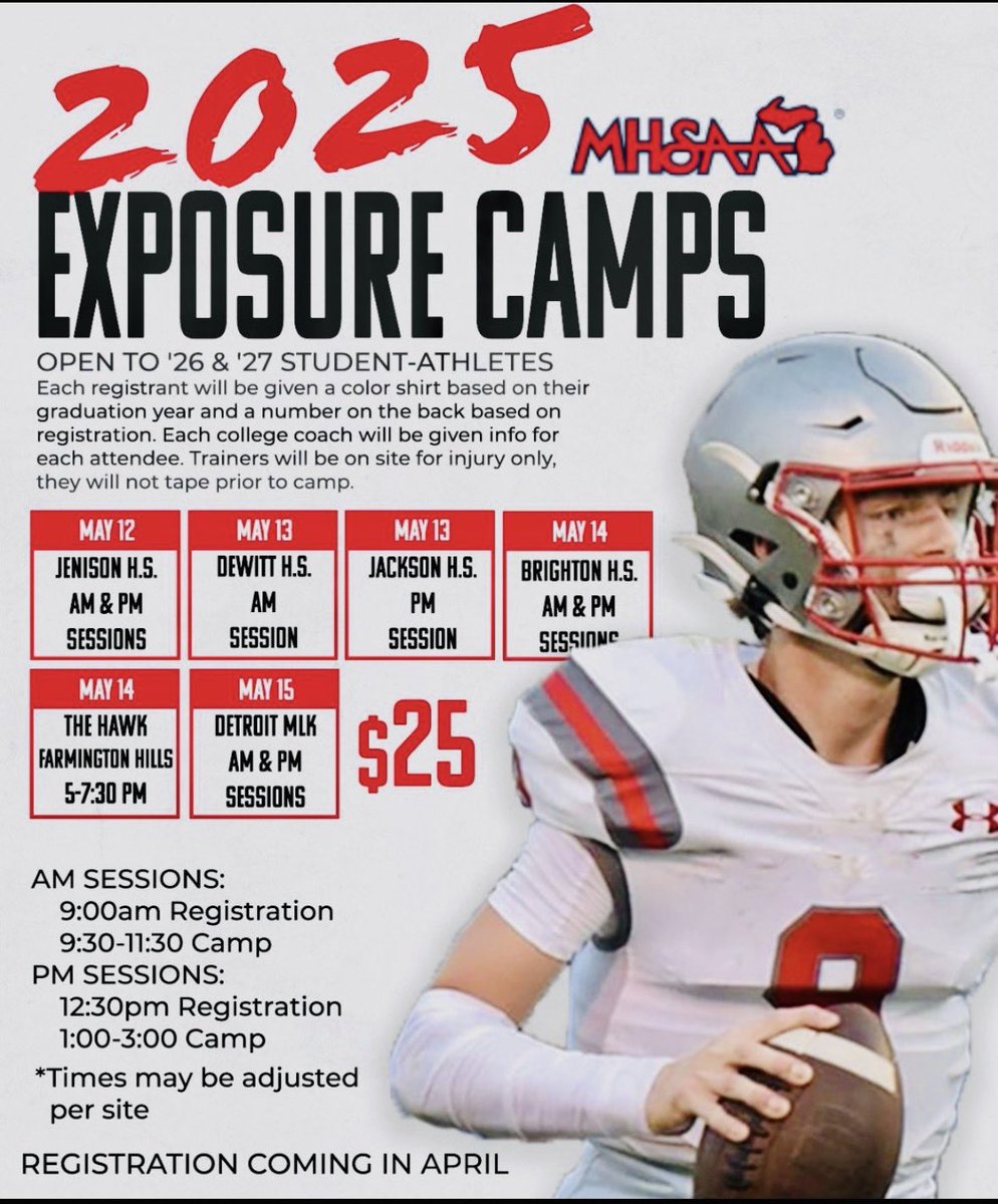 Brody Garrison (@brodygarrison10) on Twitter photo I will be attending the MHSAA exposure camp tomorrow for AM session in Brighton. Can’t wait to dominate‼️
<a href="/MHSAA/">MHSAA</a> <a href="/MIexposure/">Michigan exposure</a> <a href="/CoachJMcGowan/">Jzavion McGowan</a> <a href="/CoachBark4/">Brendan Barker</a> <a href="/CoachLouisGVSU/">Jim Louis</a> <a href="/GreerMartini48/">Greer Martini</a> <a href="/CoachThomas90/">Bryan Thomas</a> <a href="/NickColeman_1/">Nick Coleman</a> I will be attending the MHSAA exposure camp tomorrow for AM session in Brighton. Can’t wait to dominate‼️
<a href="/MHSAA/">MHSAA</a> <a href="/MIexposure/">Michigan exposure</a> <a href="/CoachJMcGowan/">Jzavion McGowan</a> <a href="/CoachBark4/">Brendan Barker</a> <a href="/CoachLouisGVSU/">Jim Louis</a> <a href="/GreerMartini48/">Greer Martini</a> <a href="/CoachThomas90/">Bryan Thomas</a> <a href="/NickColeman_1/">Nick Coleman</a>