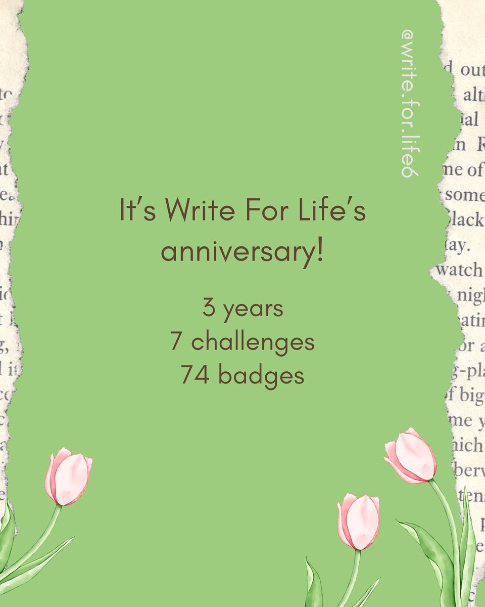 Write for Life (@writeforlife6) on Twitter photo It’s our 3rd anniversary! From a group of friends brainstorming the concept of WFL, to a community of writers participating, it’s been an adventure. Thank you to everyone who has joined us. 💕
- Admin R It’s our 3rd anniversary! From a group of friends brainstorming the concept of WFL, to a community of writers participating, it’s been an adventure. Thank you to everyone who has joined us. 💕
- Admin R