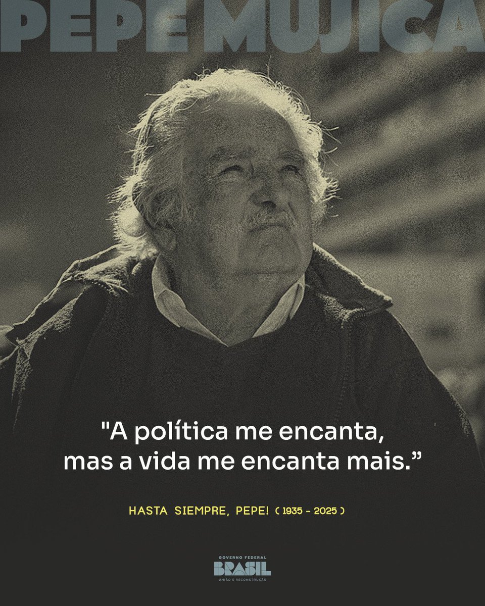 O Governo Federal presta sua homenagem a José “Pepe” Mujica, ex-presidente do Uruguai e símbolo da luta por liberdade, democracia e justiça social na América Latina. Pepe Mujica dedicou sua vida à construção de um continente mais justo e solidário.
