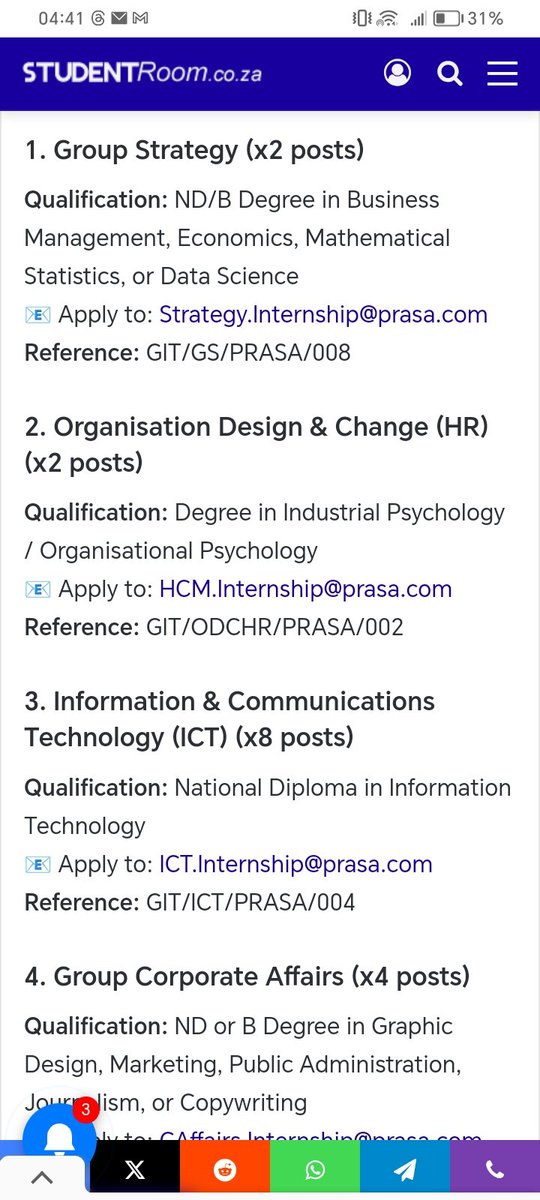 6ix26ix1's tweet image. #JOB_ALERT
#Closing_Date_19_05_2025 studentroom.co.za/passenger-rail…