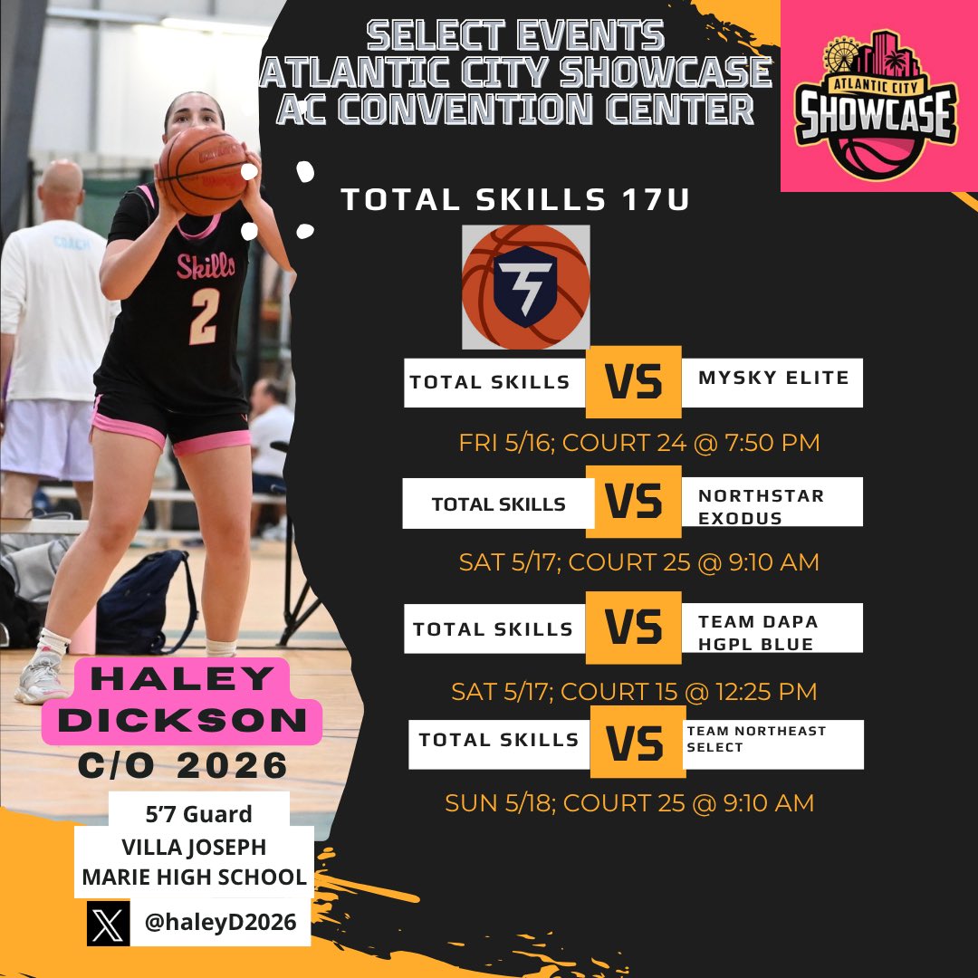 Haley Dickson (@haleyd2026) on Twitter photo Looking forward to playing in the Atlantic City Showcase this weekend with my team!! Come check us out!
<a href="/TS_Hoops/">Total Skills Basketball</a> <a href="/SelectEventsBB/">Select Events Basketball</a> <a href="/hooplove215/">CityofBasketballLove</a> Looking forward to playing in the Atlantic City Showcase this weekend with my team!! Come check us out!
<a href="/TS_Hoops/">Total Skills Basketball</a> <a href="/SelectEventsBB/">Select Events Basketball</a> <a href="/hooplove215/">CityofBasketballLove</a>