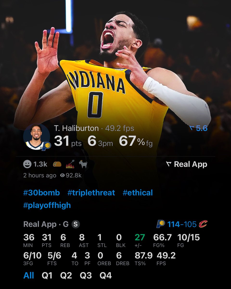 Tyrese Haliburton leads the Pacers to their second straight Eastern Conference Finals.

Give him his flowers.