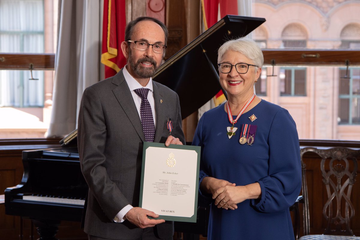 john_ecker's tweet photo. On May 6th, the Hon. Edith Dumont, Lieutenant Governor of Ontario, presented me with the King Charles III Coronation Medal for “your dedicated service to your peers, to your community, to Ontario and to Canada.”  What an honour and privilege! #KingCharlesIII #Canada #monarchy https://t.co/TLUDmZLsOK