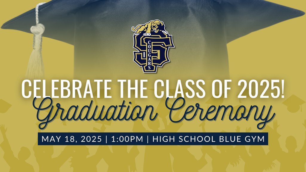 It’s time to celebrate the achievements of the Class of 2025! 🎓✨

Join us for our Graduation Ceremony today at 1:00pm in the High School Blue Gym. Let’s come together to cheer on our seniors as they take their next big step! 

CONGRATS!