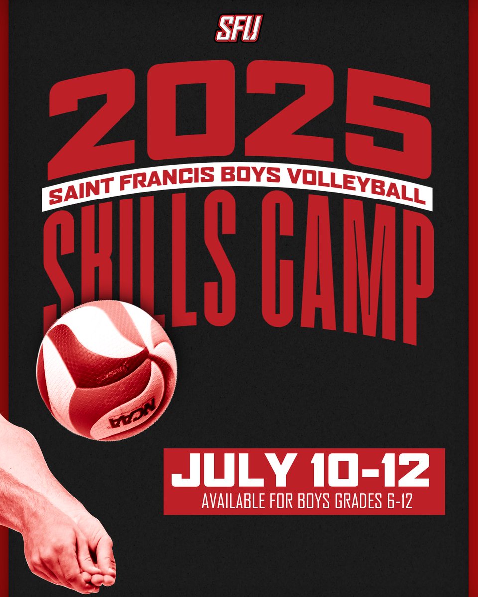 RedFlashMVB's tweet image. REMINDER: Sign up for the 2025 Saint Francis Boys' Volleyball Skills Camp using the link in the bio.
🔴⚡️🏐