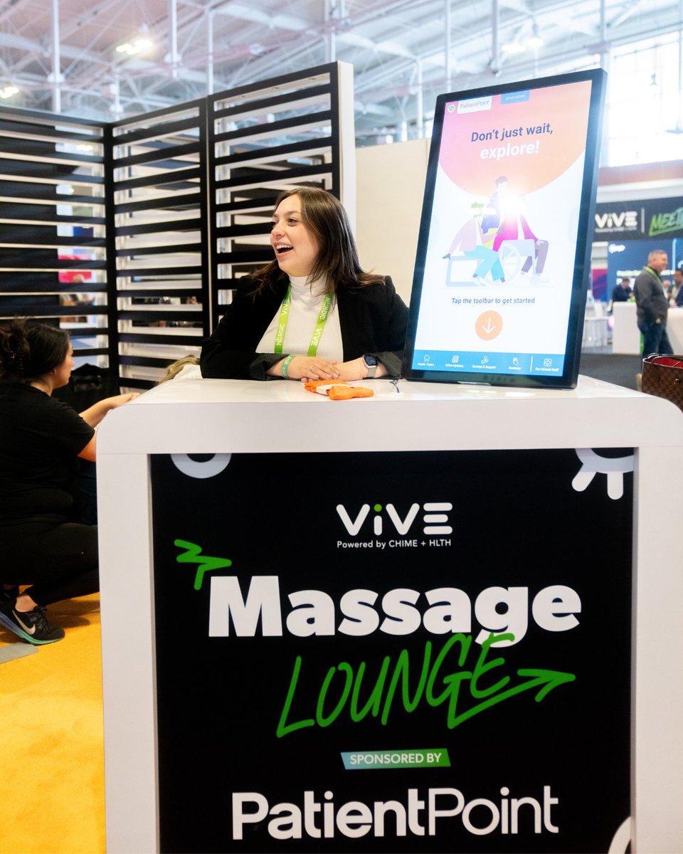 ViVE (@theviveevent) on Twitter photo Current status: emotionally back in the massage lounge, sponsored by <a href="/patientpoint/">PatientPoint</a>, physically still in meetings. Current status: emotionally back in the massage lounge, sponsored by <a href="/patientpoint/">PatientPoint</a>, physically still in meetings.