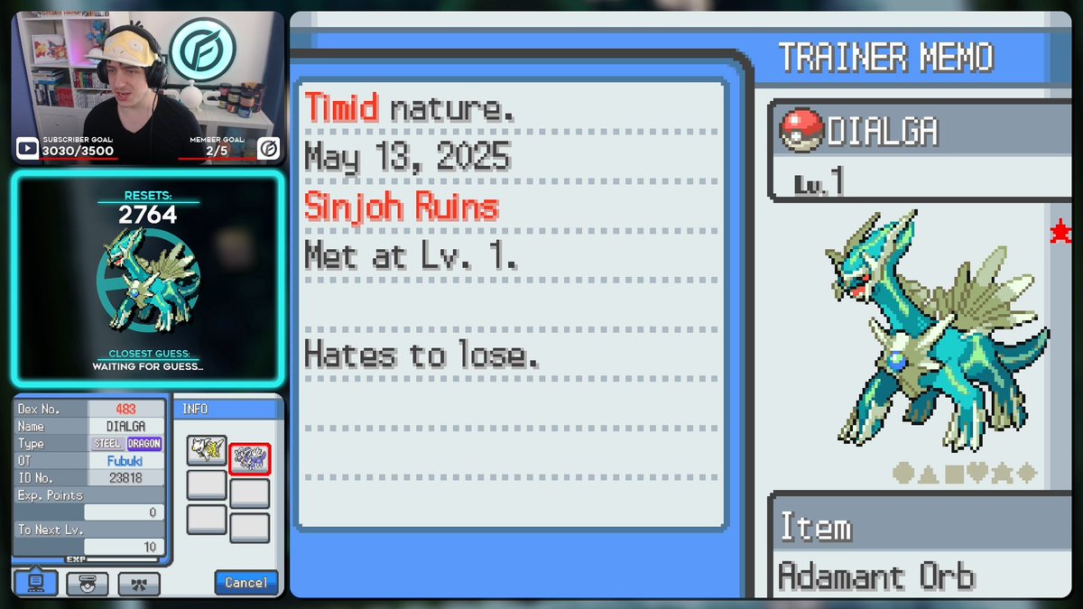 Fubuki990YT's tweet image. ✨SHINY SINJOH DIALGA after 2764 Soft Resets in Pokemon Soul Silver!✨

Was hunting this as a secondary hunt while (Still) Hunting for Phenomenon Tyranitar in BW2 but surprisingly it showed up first! Going for Giratina Next!

#shinyhunting #ShinyPokemon #pokemon