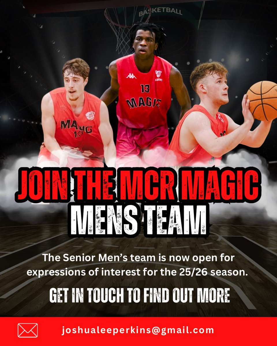 Manchester Magic and Mystics (@mcr_bball) on Twitter photo Join the Mcr Magic D2 Team 🏀
The Senior Men’s team is now open for expressions of interest for the 25/26 season.
If you’re ready to take the next step, contact Coach Joshua Perkins at joshualeeperkins@gmail.com Join the Mcr Magic D2 Team 🏀
The Senior Men’s team is now open for expressions of interest for the 25/26 season.
If you’re ready to take the next step, contact Coach Joshua Perkins at joshualeeperkins@gmail.com