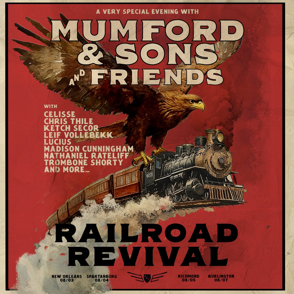 This just in: Chris will be joining Mumford &amp; Sons (and Friends) along the railways on their Railroad Revival Tour. The train stops in New Orleans, LA, Spartanburg, SC, Richmond, VA and Burlington, VT.  Tickets go on sale 5.16. 

Find details at christhile.com 
- CT HQ