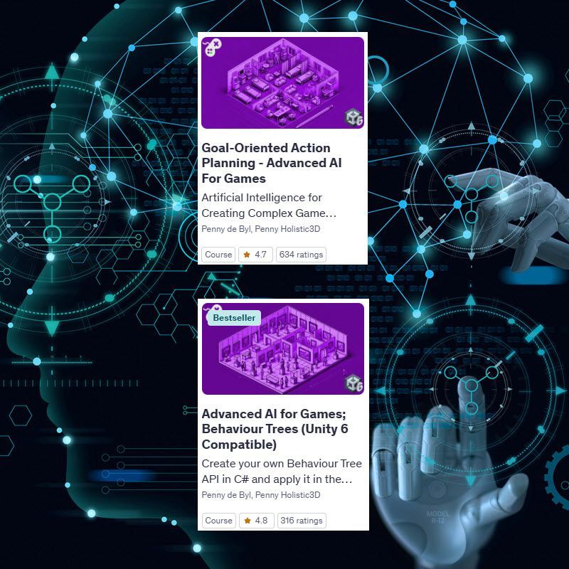 Are you serious about implementing AI into your game? 

Serious enough to learn about GOAP buff.ly/i2BBaOY and BTs buff.ly/zr7acTh ?

Both are used in games like The Sims, so learn exactly what's involved in my courses for $9.99(USD) each. 

#holistic3d #udemy #ai