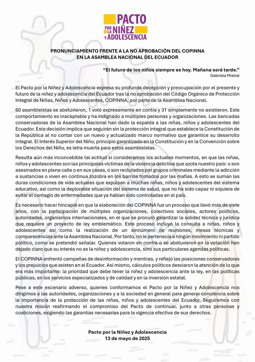 Pacto por la Niñez y Adolescencia Ecuador tweet media